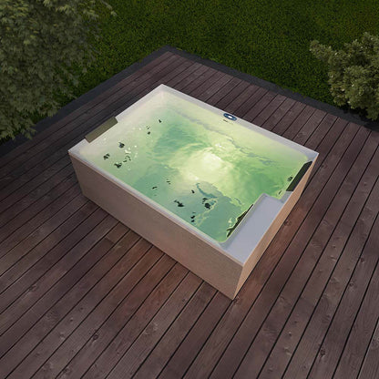 Outdoor Whirlpool optional mit Treppe und Thermoabdeckung - 190 x 140 cm für 2 Personen