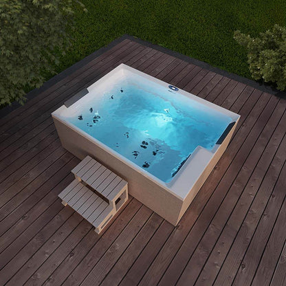 Outdoor Whirlpool optional mit Treppe und Thermoabdeckung - 190 x 140 cm für 2 Personen