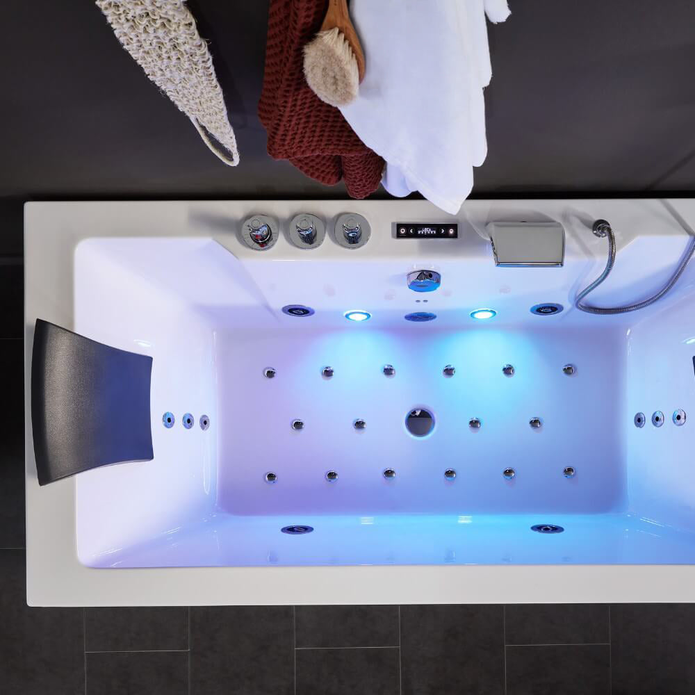 Whirlpool Badewanne mit Lichttherapie - 180 x 90 cm