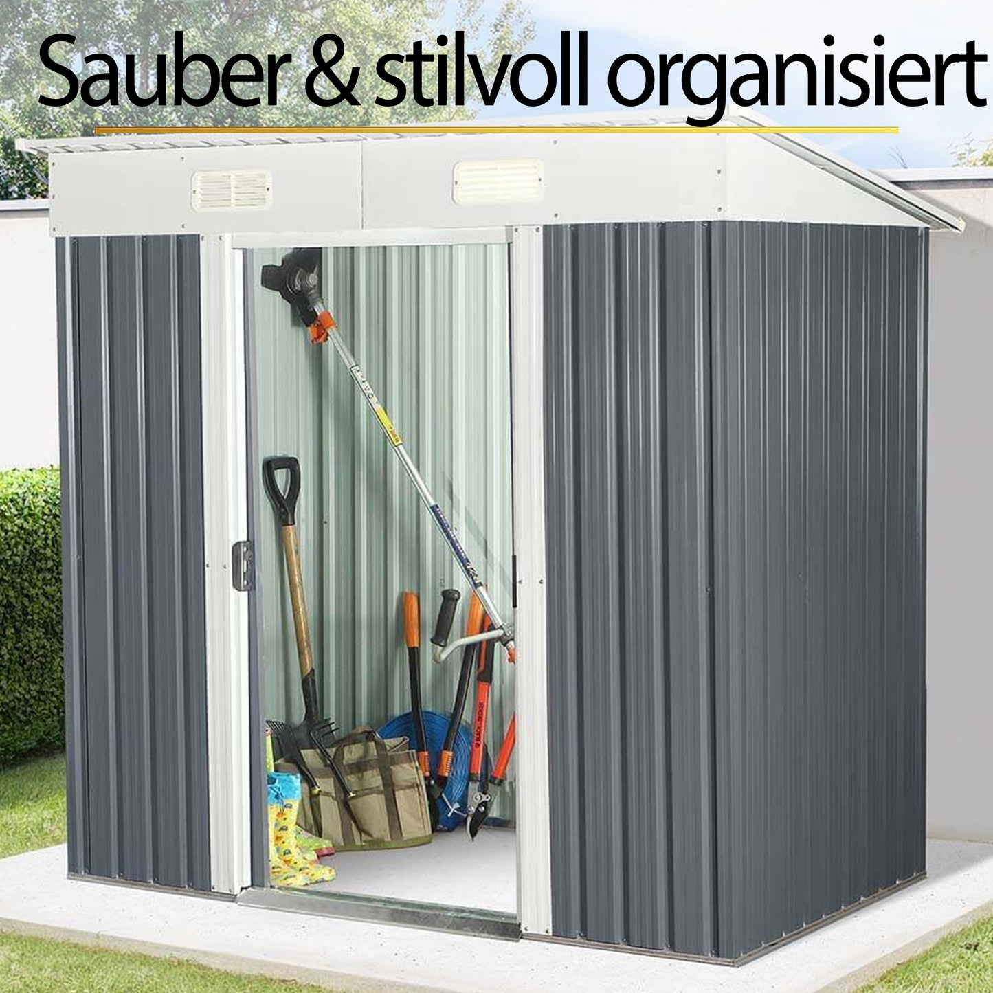 Geräteschuppen aus verzinktem Stahl - 195 x 180 cm