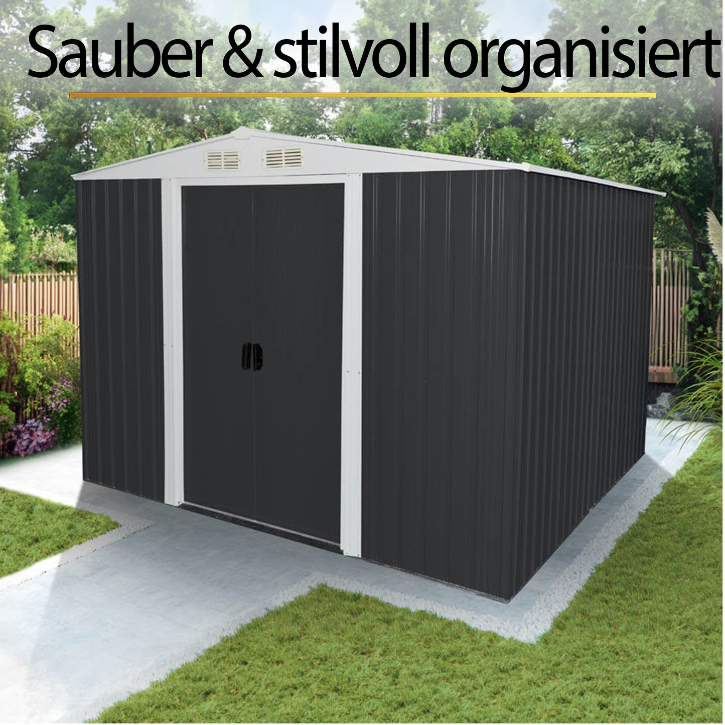 Geräteschuppen aus verzinktem Stahl - 258 x 177 cm