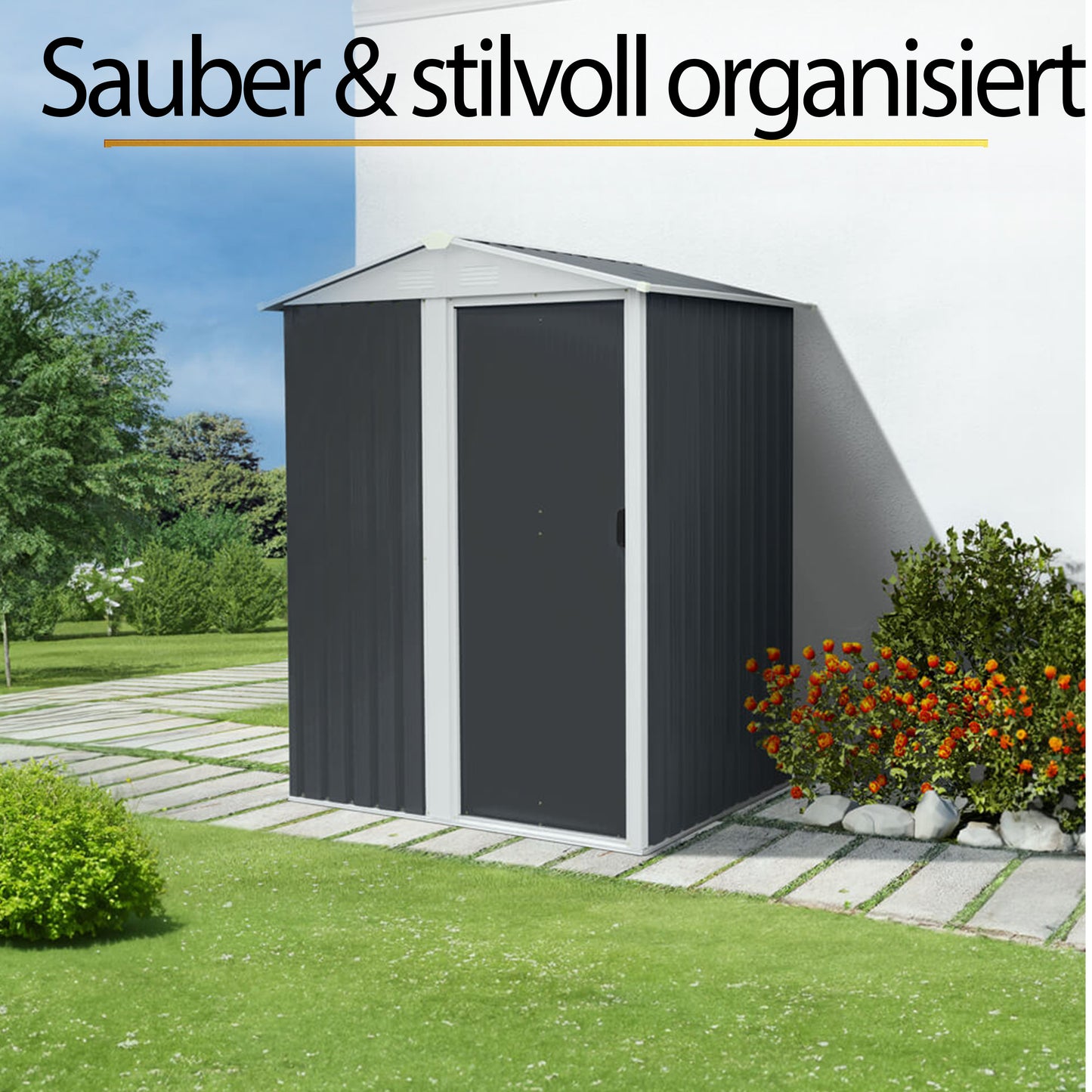 Geräteschuppen aus verzinktem Stahl - 151 x 189 cm