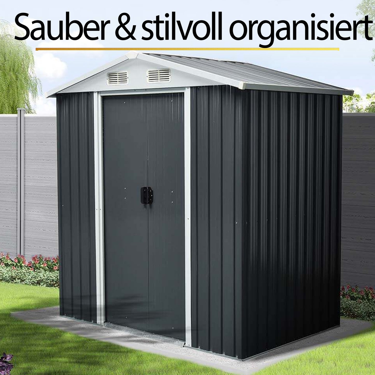 Geräteschuppen aus verzinktem Stahl - 204 x 186 cm