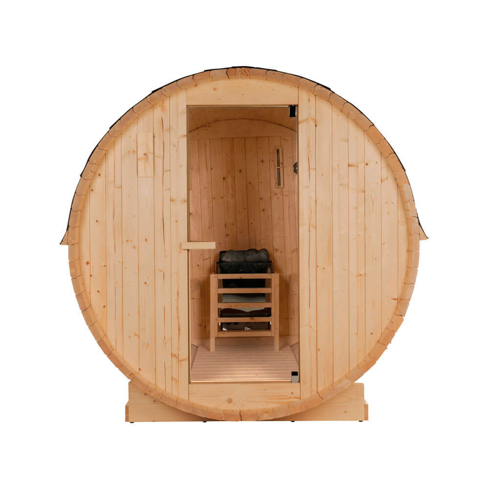 Outdoor Fasssauna - 195 x 180 cm für 4 Personen