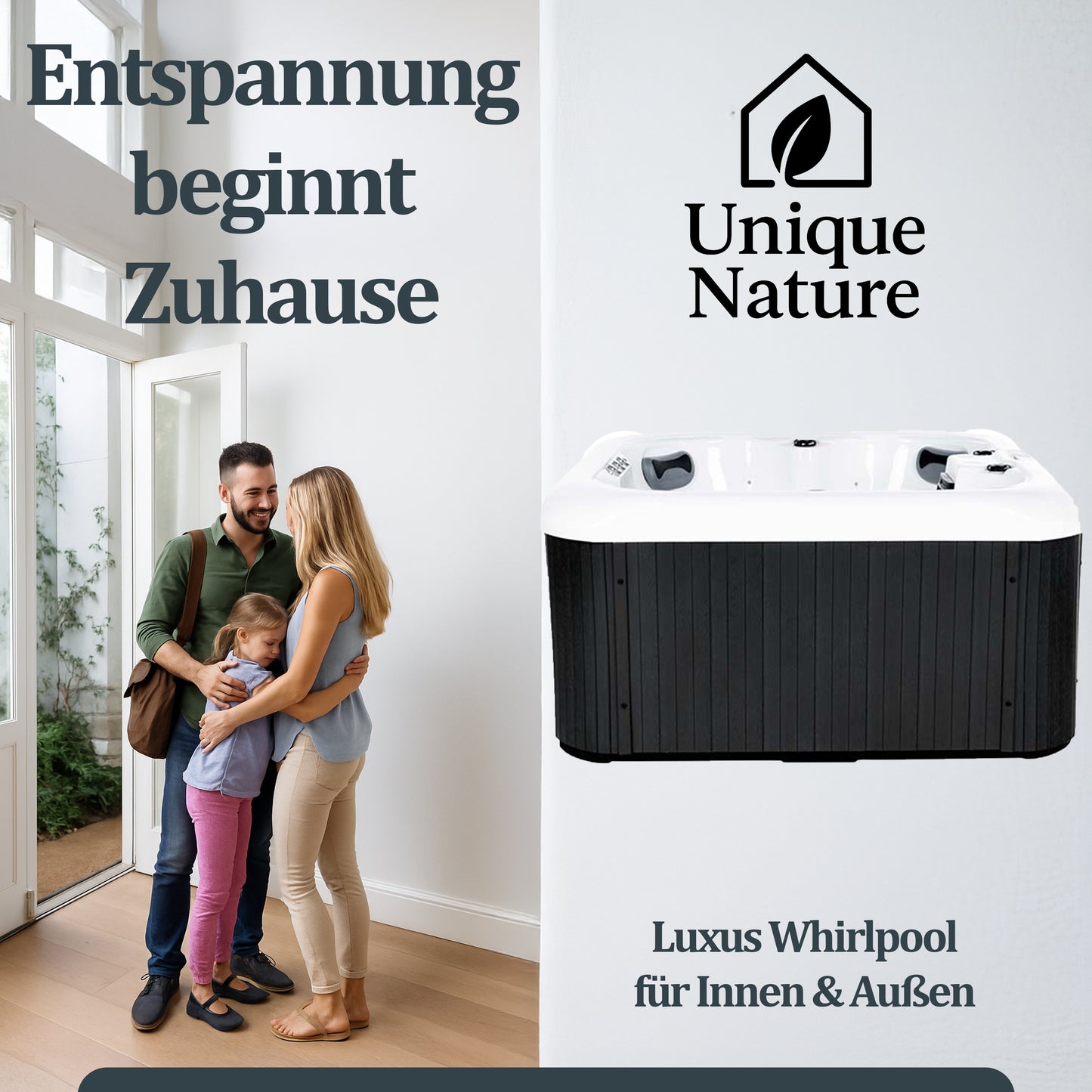 Outdoor Whirlpool optional mit Treppe und Thermoabdeckung 80 x 160 cm 4 Personen