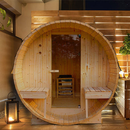 Outdoor Fasssauna - 195 x 220 cm für 4 Personen