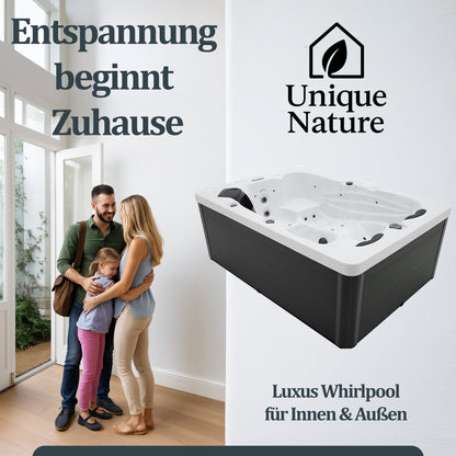 Outdoor Whirlpool optional mit Treppe und Thermoabdeckung - 220 x 156 cm für 3 Personen