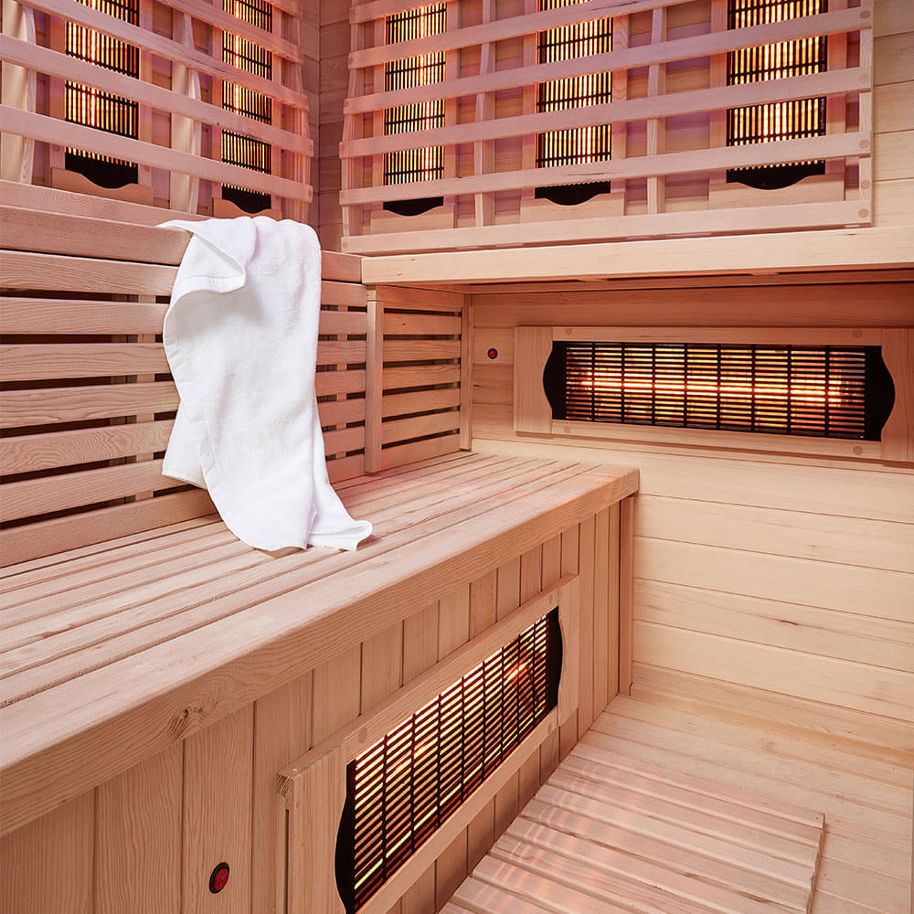 Infrarotkabine mit Vollspektrumstrahler - 150 x 150 cm für 4 Personen