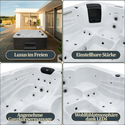 Outdoor Whirlpool optional mit Treppe und Thermoabdeckung - 220 x 156 cm für 3 Personen