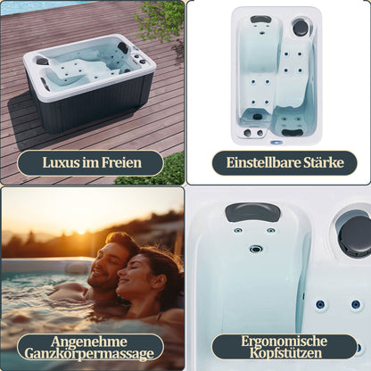 Outdoor Whirlpool optional mit Treppe und Thermoabdeckung - 175 x 115 cm für 2 Peronen