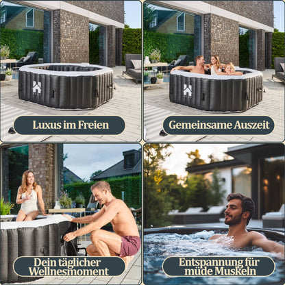 Outdoor Whirlpool optional inkl. Kissen, Getränkehalter und Sonnendach - ⌀185 cm Schwarz