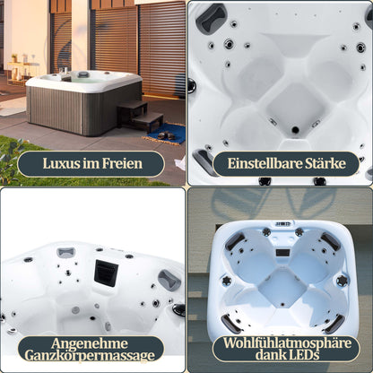 Outdoor Whirlpool optional mit Treppe und Thermoabdeckung 80 x 160 cm 4 Personen