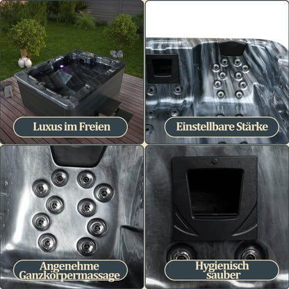 Outdoor Whirlpool mit Treppe und Thermoabdeckung - 210 x 160 cm für 3 Personen