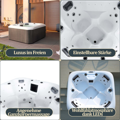 Outdoor Whirlpool optional mit Treppe und Thermoabdeckung 80 x 160 cm 4 Personen