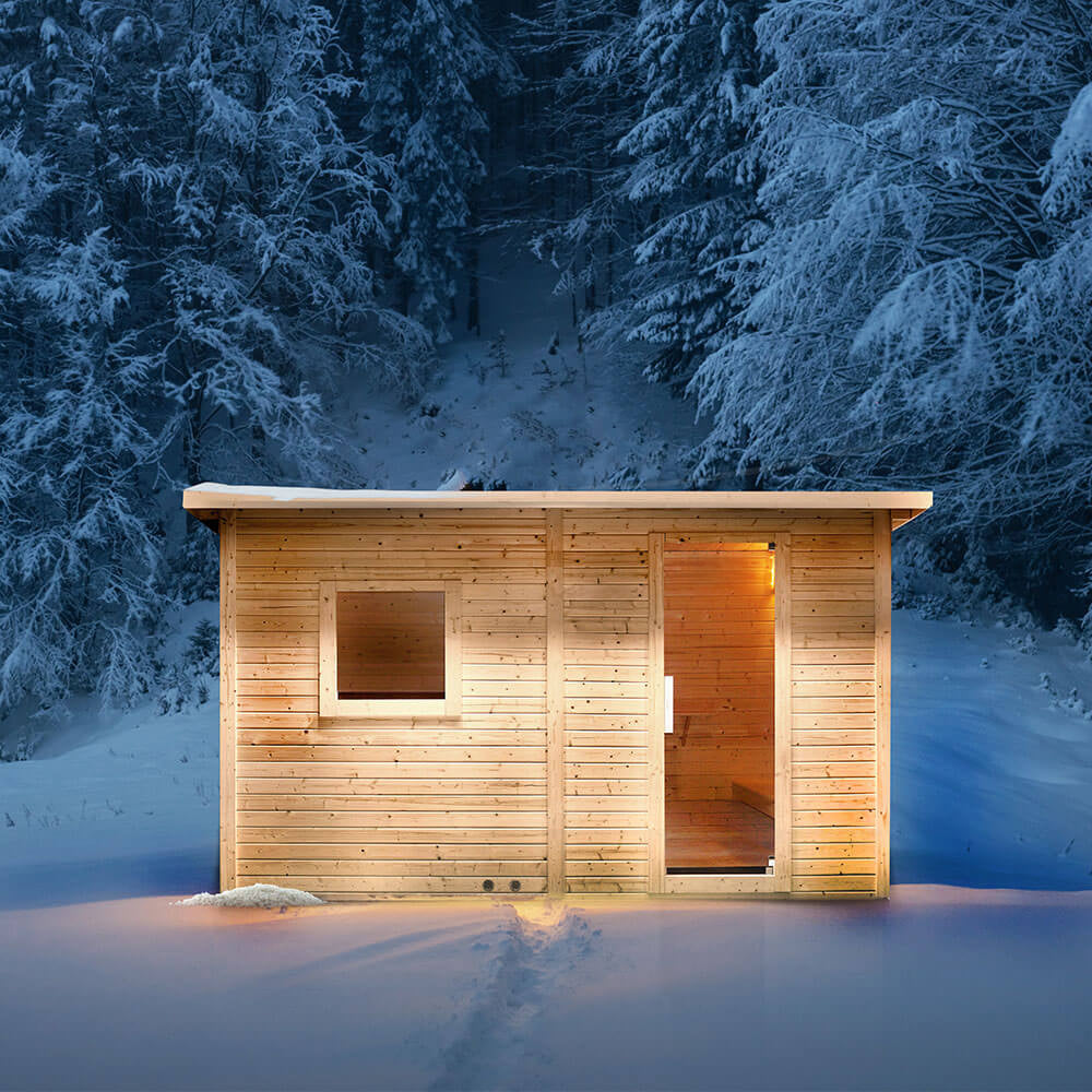 Saunahaus Outdoor mit Vorraum - 400 x 217 cm für 5 Personen