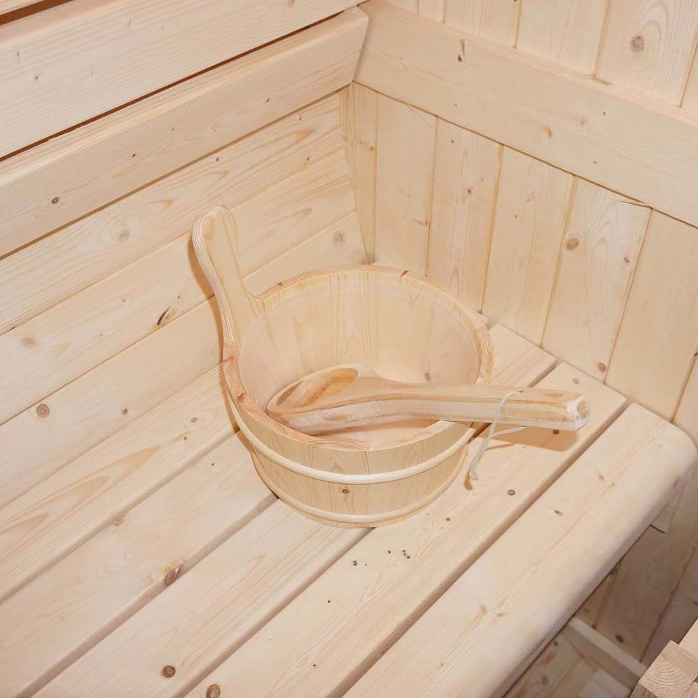 Outdoor Fasssauna - 195 x 220 cm für 4 Personen