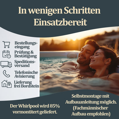 Outdoor Whirlpool optional mit Treppe und Thermoabdeckung - 190 x 140 cm für 2 Personen