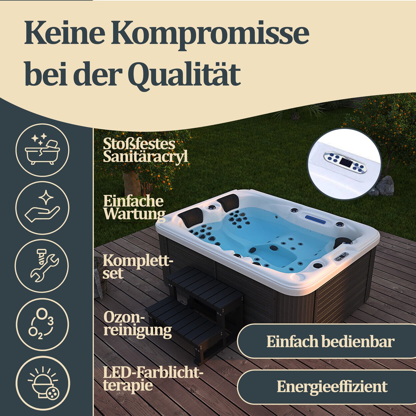 Outdoor Whirlpool - optional mit Treppe und Thermoabdeckung