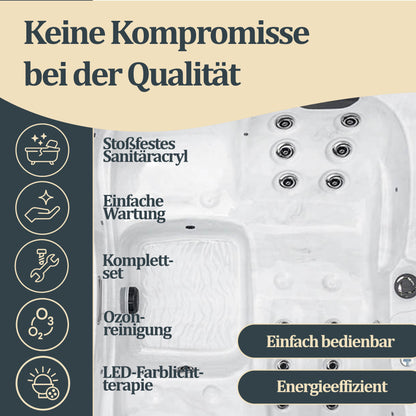 Outdoor Whirlpool mit Treppe und Thermoabdeckung - 210 x 160 cm für 3 Personen