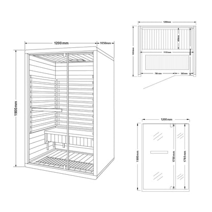 Infrarotkabine - 190 x 120 cm für 2 Personen