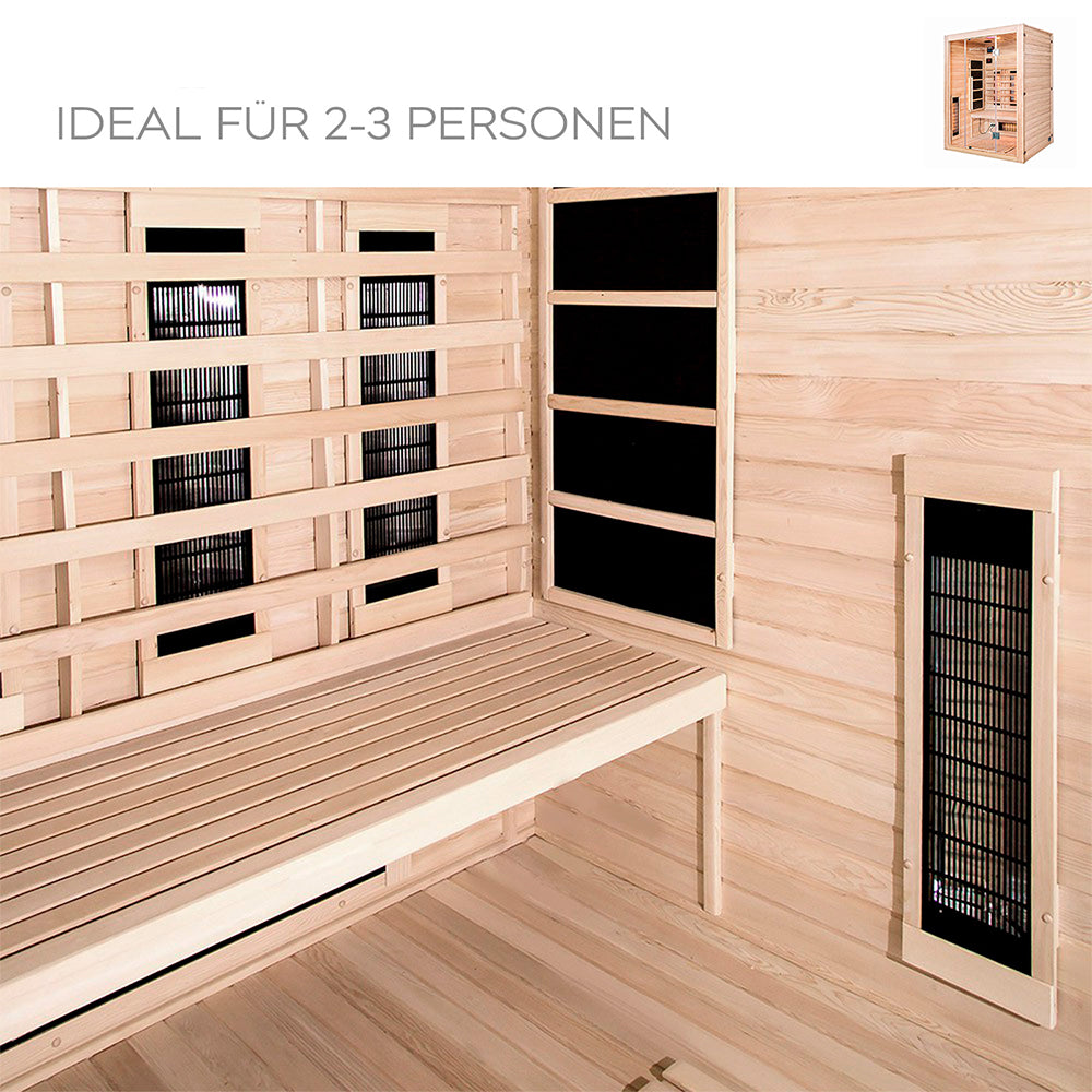 Infrarotkabine mit Vollspektrumstrahler - 150 x 120 cm für 3 Personen