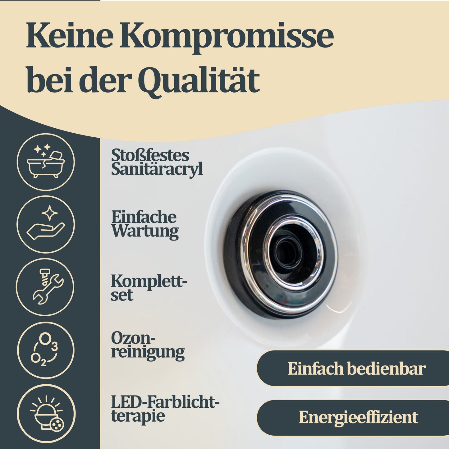 Outdoor Whirlpool optional mit Treppe und Thermoabdeckung - 190 x 140 cm für 2 Personen