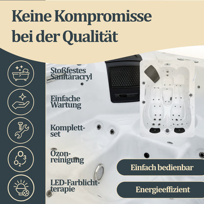 Outdoor Whirlpool optional mit Treppe und Thermoabdeckung - 220 x 156 cm für 3 Personen