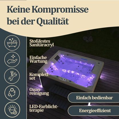 Outdoor Whirlpool optional mit Treppe und Thermoabdeckung 211 x 156 cm für 3 Personen