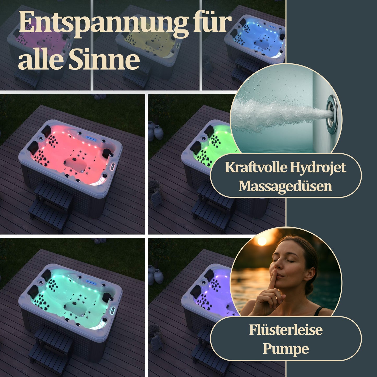 Outdoor Whirlpool - optional mit Treppe und Thermoabdeckung