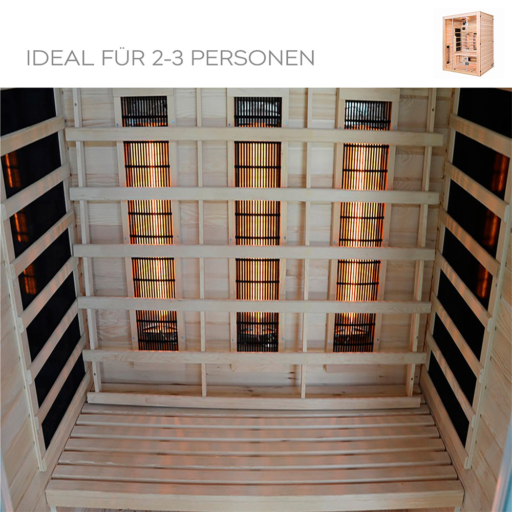 Infrarotkabine mit Vollspektrumstrahler - 150 x 120 cm für 3 Personen