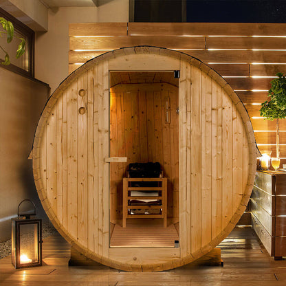 Outdoor Fasssauna - 195 x 220 cm für 4 Personen