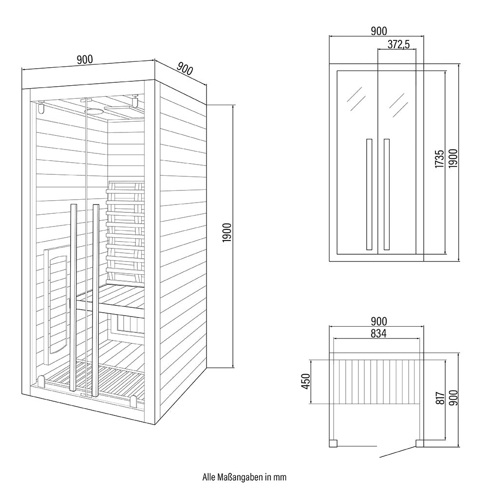 Infrarotkabine - 90 x 90 cm für 1 Person