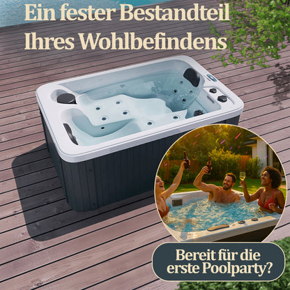 Outdoor Whirlpool optional mit Treppe und Thermoabdeckung - 175 x 115 cm für 2 Peronen