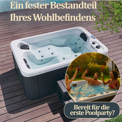Outdoor Whirlpool optional mit Treppe und Thermoabdeckung - 175 x 115 cm für 2 Peronen
