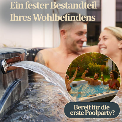 Outdoor Whirlpool mit Treppe und Thermoabdeckung - 210 x 160 cm für 3 Personen
