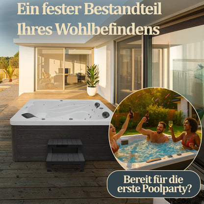 Outdoor Whirlpool optional mit Treppe und Thermoabdeckung - 220 x 156 cm für 3 Personen