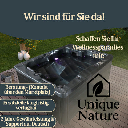 Outdoor Whirlpool mit Treppe und Thermoabdeckung - 210 x 160 cm für 3 Personen