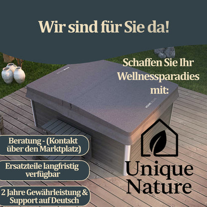 Outdoor Whirlpool optional mit Treppe und Thermoabdeckung 211 x 156 cm für 3 Personen