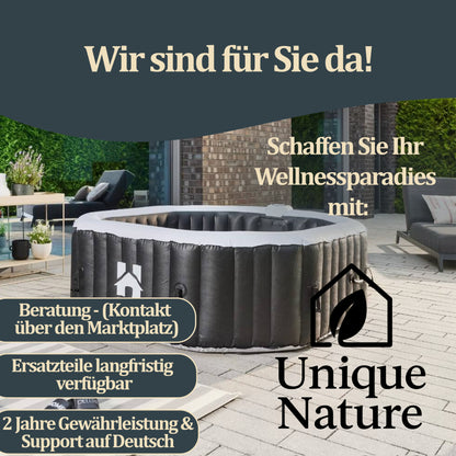 Outdoor Whirlpool optional inkl. Kissen, Getränkehalter und Sonnendach - ⌀185 cm Schwarz