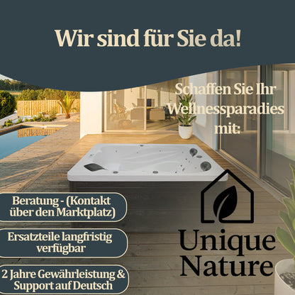 Outdoor Whirlpool optional mit Treppe und Thermoabdeckung - 220 x 156 cm für 3 Personen