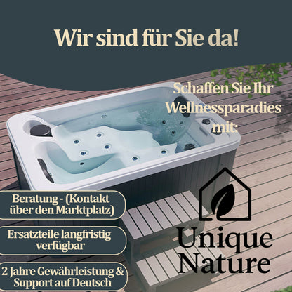 Outdoor Whirlpool optional mit Treppe und Thermoabdeckung - 175 x 115 cm für 2 Peronen