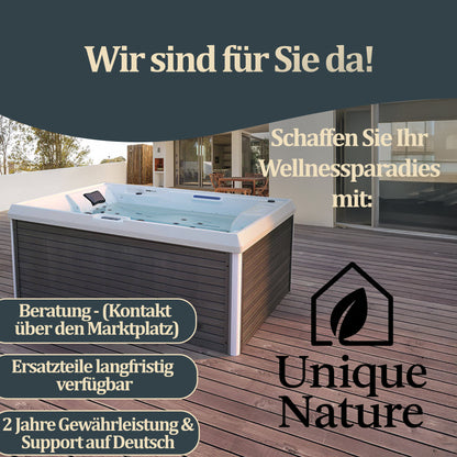 Outdoor Whirlpool optional mit Treppe und Thermoabdeckung 211 x 156 cm für 3 Personen
