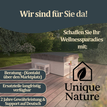 Outdoor Whirlpool optional mit Treppe und Thermoabdeckung - 190 x 140 cm für 2 Personen