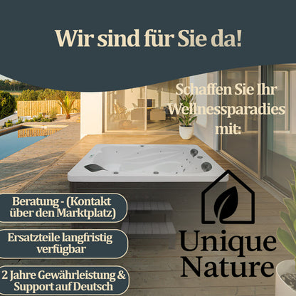 Outdoor Whirlpool optional mit Treppe und Thermoabdeckung - 220 x 156 cm für 3 Personen