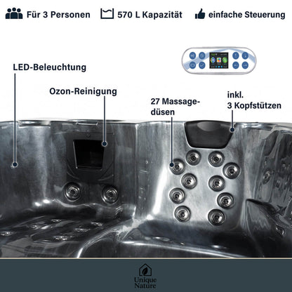 Outdoor Whirlpool - 210 x 160 cm für 3 Personen