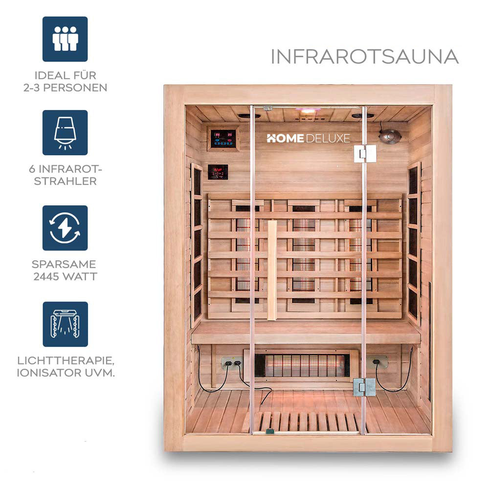 Infrarotkabine mit Vollspektrumstrahler - 150 x 120 cm für 3 Personen