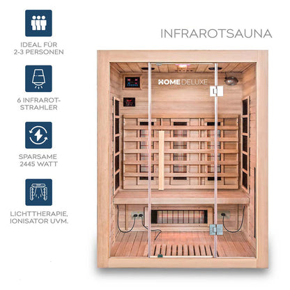 Infrarotkabine mit Vollspektrumstrahler - 150 x 120 cm für 3 Personen