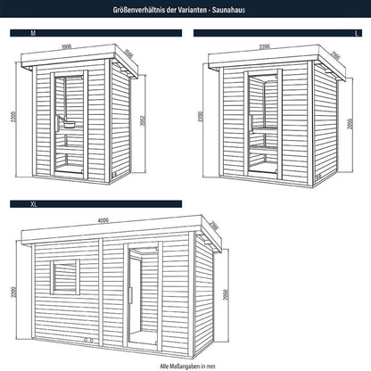 Saunahaus Outdoor - 191 x 157 cm für 3 Personen