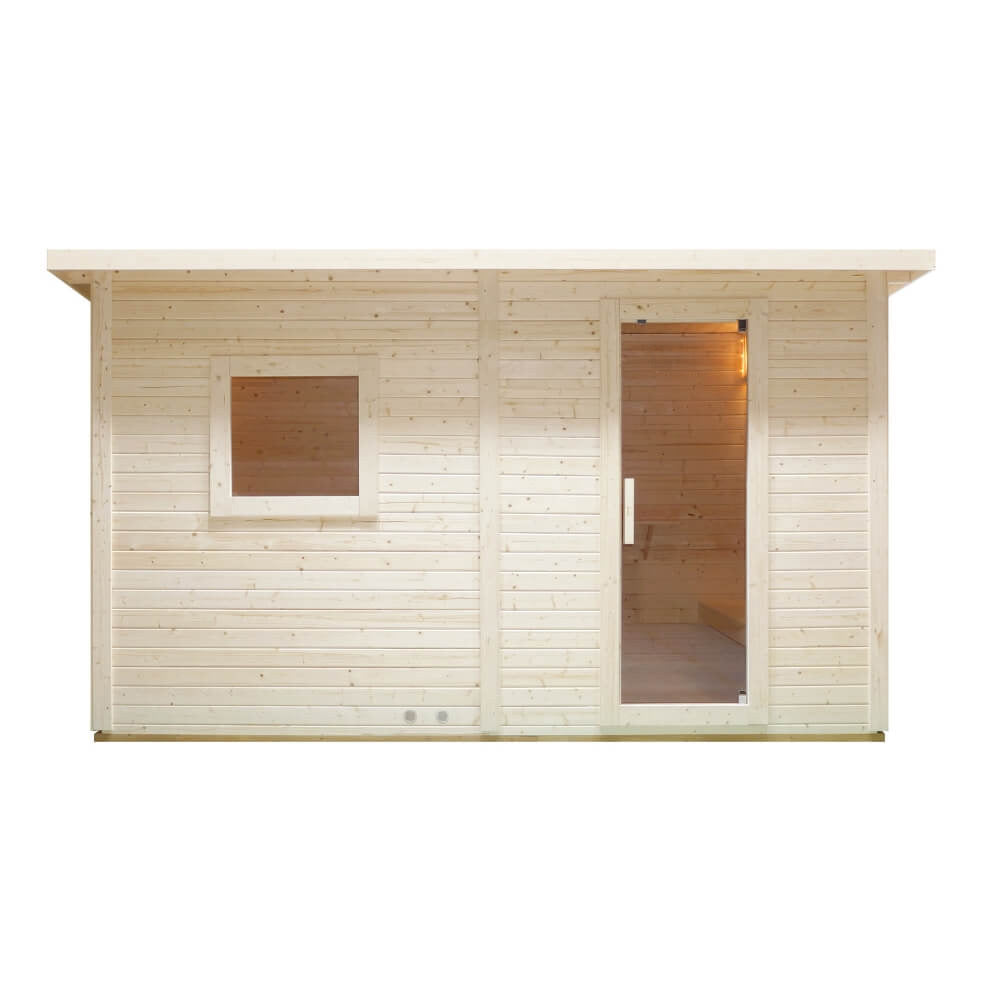 Saunahaus Outdoor mit Vorraum - 400 x 217 cm für 5 Personen