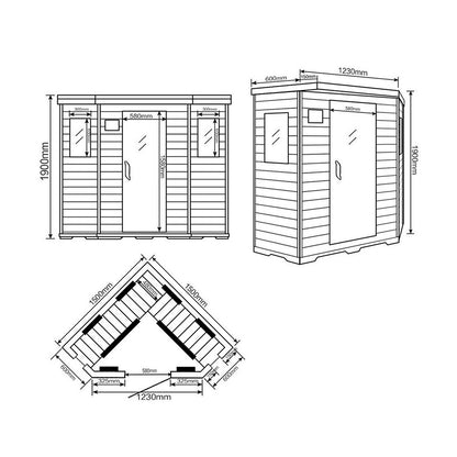 Infrarotkabine - 150 x 150 cm für 4 Personen